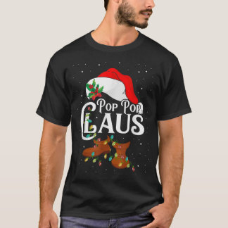 Santa Pop Pop Claus Christmas Lights Family  T-Shirt