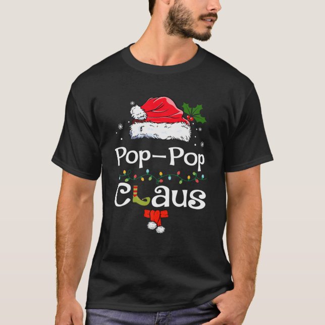 Santa Pop Pop Claus Christmas Matching Family Cost T-Shirt (Front)