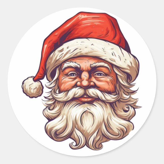 Santa portrait drawing.  classic round sticker (Front)