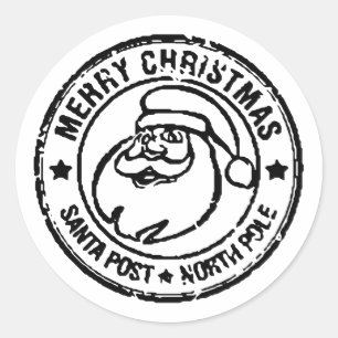 Santa Post North Pole Christmas Favour Present Gif Classic Round Sticker