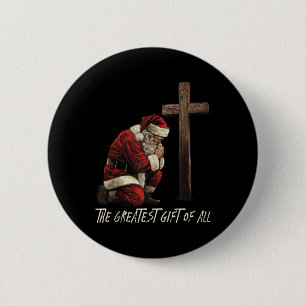 Santa Praying Faithful Jesus Born Christmas Tank T 6 Cm Round Badge