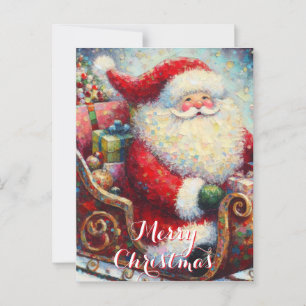 Santa & Presents on Sleigh Personalised Christmas Postcard