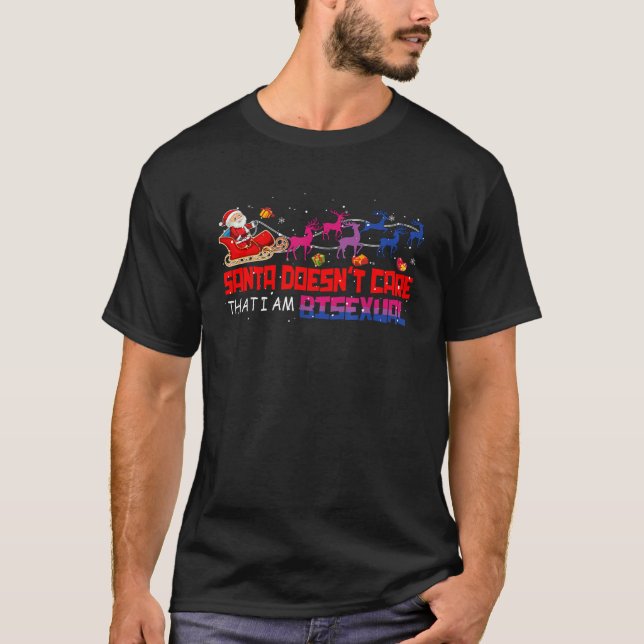 Santa Proud Bisexual Christmas Sleigh Reindeer Pro T-Shirt (Front)