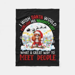 Santa Publish Naughty List Cavalier King Charles S Fleece Blanket