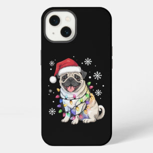 Santa Pug Christmas Lights Xmas Dog Lover iPhone 13 Case