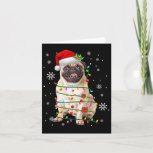 Santa Pug Christmas Lights Xmas Dog Lover Men Wome Card