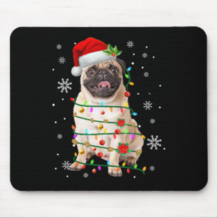 Santa Pug Christmas Lights Xmas Dog Lover Men Wome Mouse Mat
