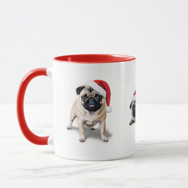 Santa Pug Christmas Mug (Left)