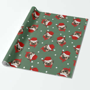 Santa Pug Christmas Pattern Wrapping Paper