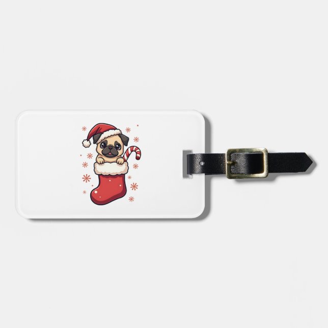 Santa Pug Delight Luggage Tag (Front Horizontal)