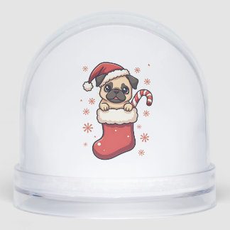 Santa Pug Delight Snowglobe