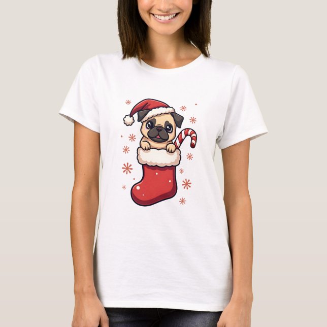 Santa Pug Delight T-Shirt (Front)