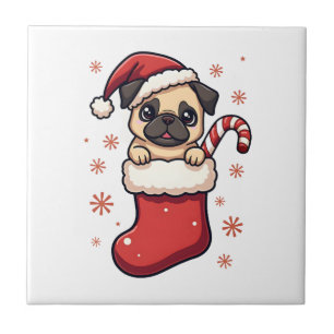 Santa Pug Delight Tile