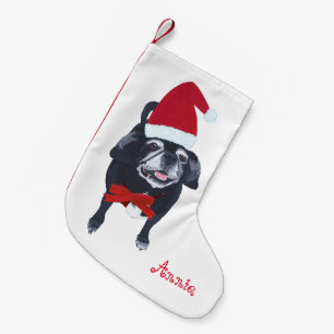 Santa Pug Dog Personalised Christmas Stocking