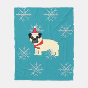 Santa Pug Fleece Blanket
