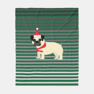 Santa Pug Fleece Blanket