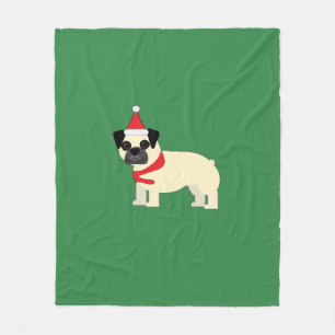 Santa Pug Fleece Blanket