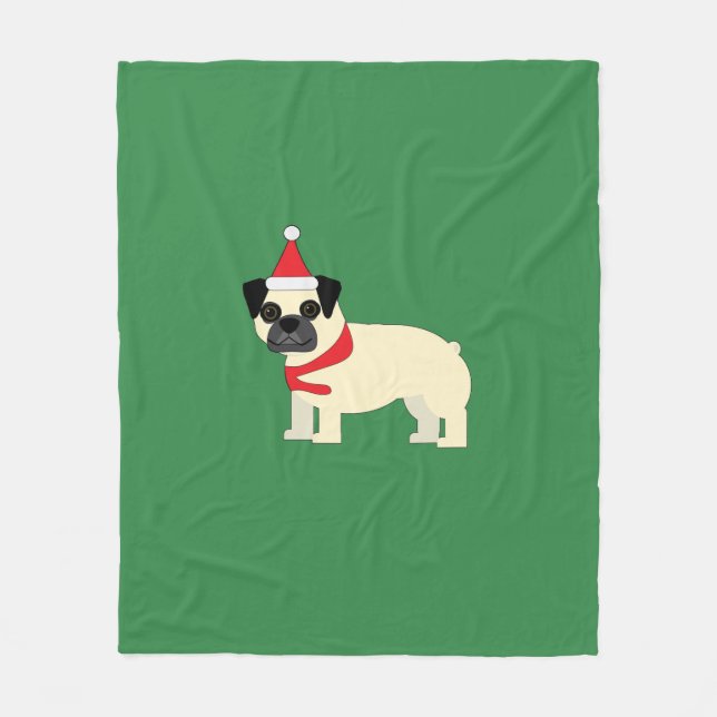 Santa Pug Fleece Blanket (Front)