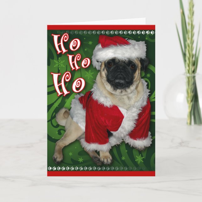 Santa Pug Greeting Card (Front)