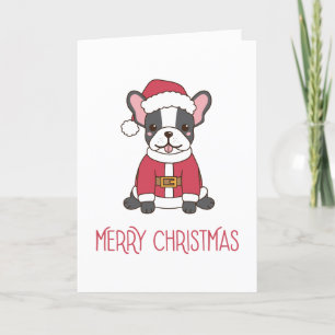 Santa Pug Merry Christmas Holiday Card