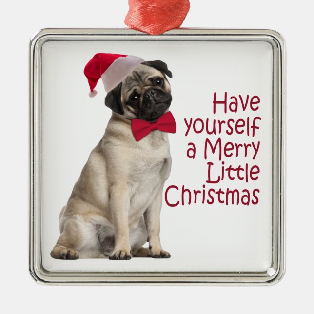 Santa Pug Ornament (Front)