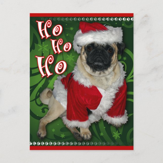 Santa Pug Postcard (Front)
