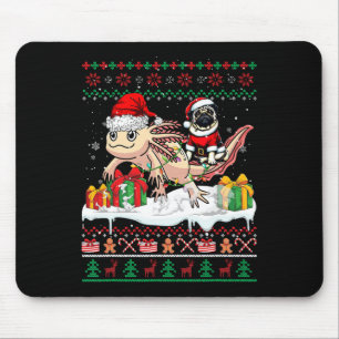 Santa Pug Riding Axolotl Christmas Sweater Lover O Mouse Mat