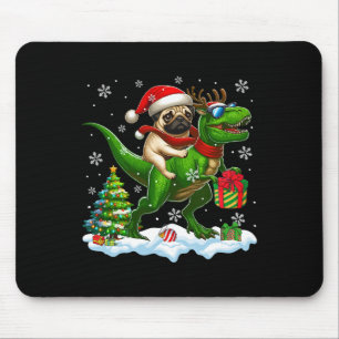 Santa Pug Riding Reindeer T-rex Christmas Kids Tod Mouse Mat