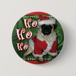 Santa Pug Round Button