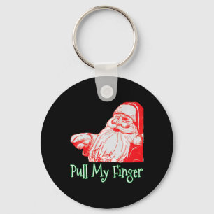 Santa Pull My Finger Funny Christmas Fart Humour P Key Ring
