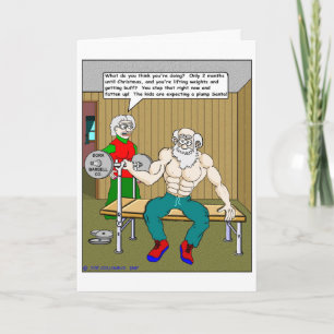 SANTA PUMPING IRON HOLIDAY CARD