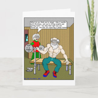 SANTA PUMPING IRON HOLIDAY CARD