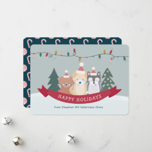 Santa Puppies Dogs Pet Business Christmas Holiday Card