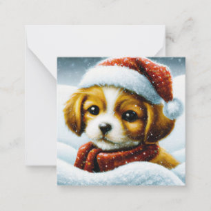 Santa puppy budget mini Christmas Card