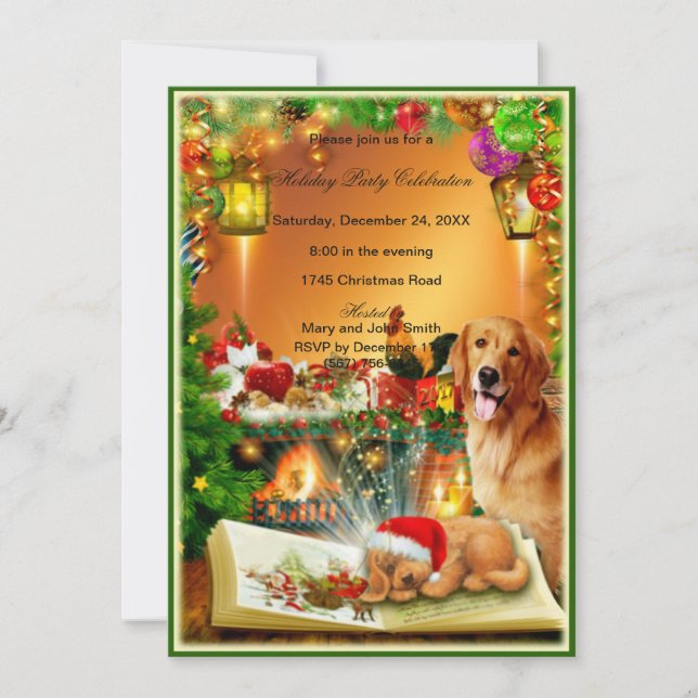 Santa Puppy Christmas Party Invitation (Front)