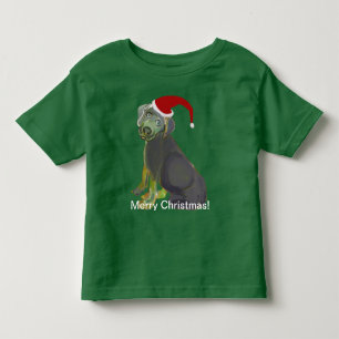 Santa Puppy Merry Christmas Toddler T-Shirt