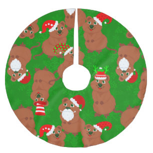 santa quokka australian christmas snowflakes brushed polyester tree skirt