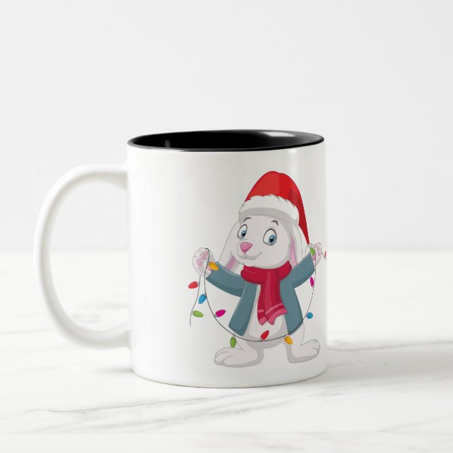 Santa Rabbits Christmas Mug (Left)