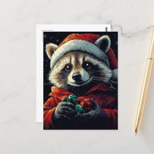Santa Racoon Postcard