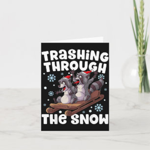 Santa Racoon Trashing Through The Snow Cute Christ Card