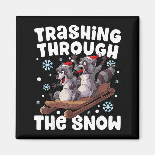 Santa Racoon Trashing Through The Snow Cute Christ Magnet