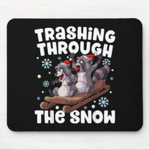 Santa Racoon Trashing Through The Snow Cute Christ Mouse Mat