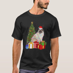 Santa Ragdoll Cat Christmas Tree Light Funny Xmas T-Shirt