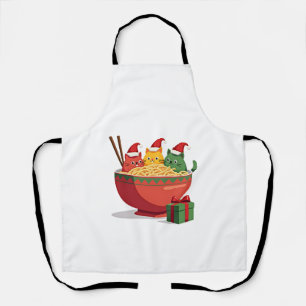 Santa Ramen Cats Anime Christmas Xmas Kids Girls M Apron