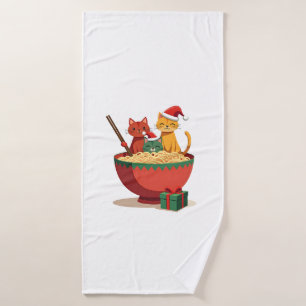 Santa Ramen Cats Anime Christmas Xmas Kids Girls M Bath Towel