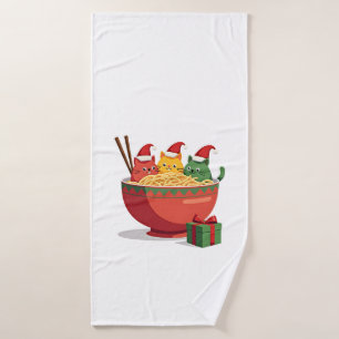 Santa Ramen Cats Anime Christmas Xmas Kids Girls M Bath Towel