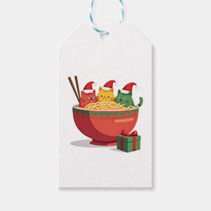 Santa Ramen Cats Anime Christmas Xmas Kids Girls M Gift Tags