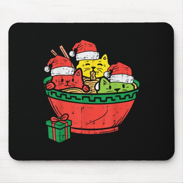 Santa Ramen Cats Anime Christmas Xmas Kids Girls M Mouse Mat (Front)