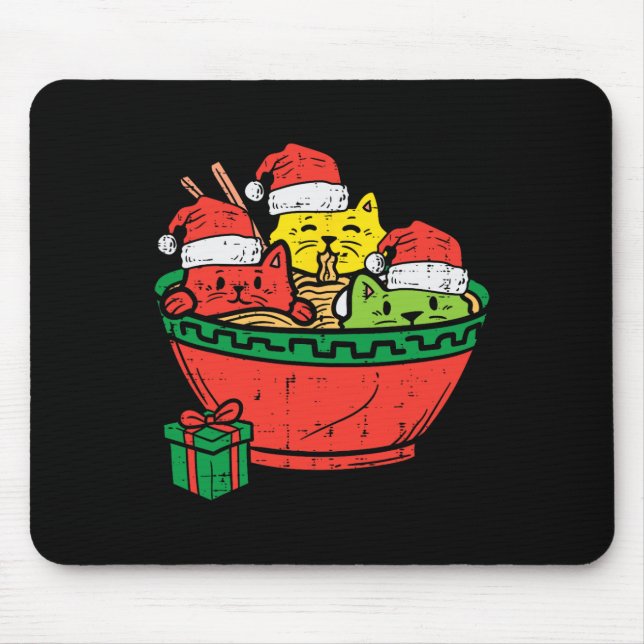 Santa Ramen Cats Anime Christmas Xmas Kids Girls M Mouse Mat (Front)