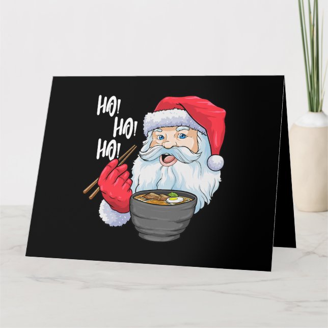 Santa Ramen Noodles Funny Christmas Japanese Noodl Card (Front)